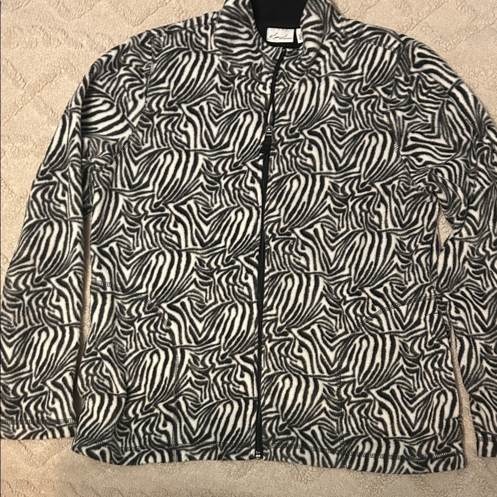 Kim Rogers Black and White Zebra Print Hoodie